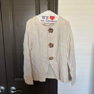 Elegant Cream Tweed-Style Button Jacket — Size M